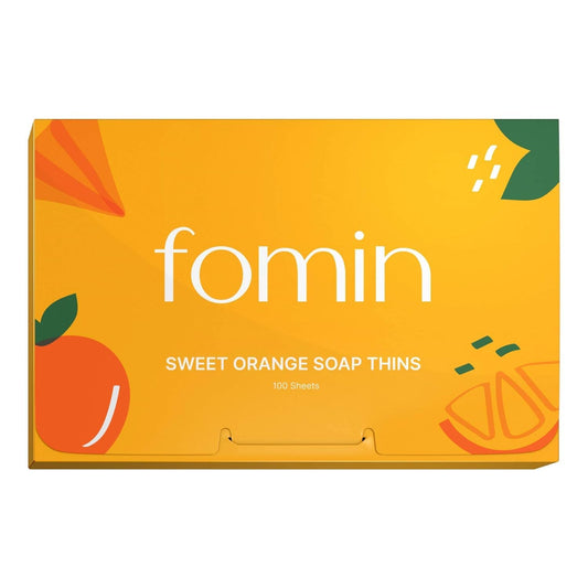 FOMIN front packaging showing compact travel soap pack and benefits