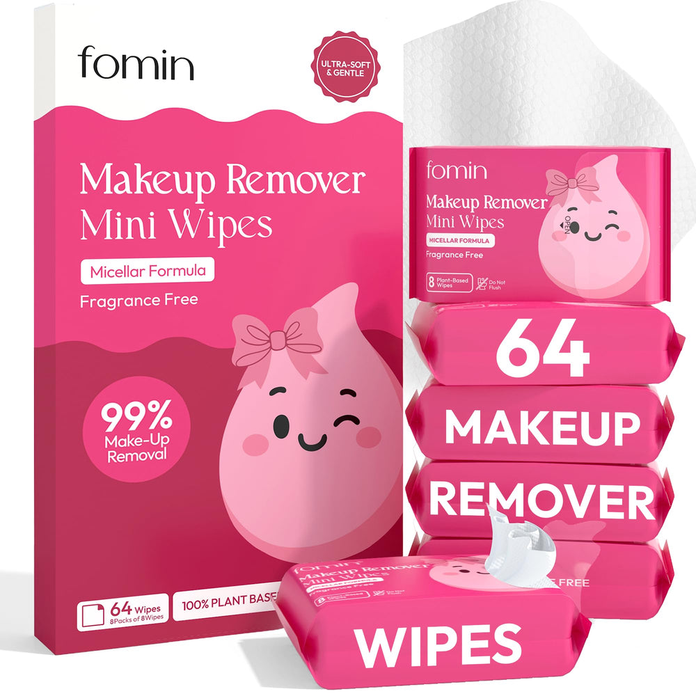 FOMIN front packaging showing compact travel-ready wipes and clear benefits