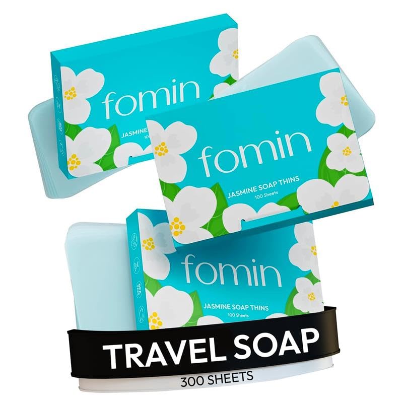 FOMIN front packaging showing compact 300-sheet travel pack and convenience