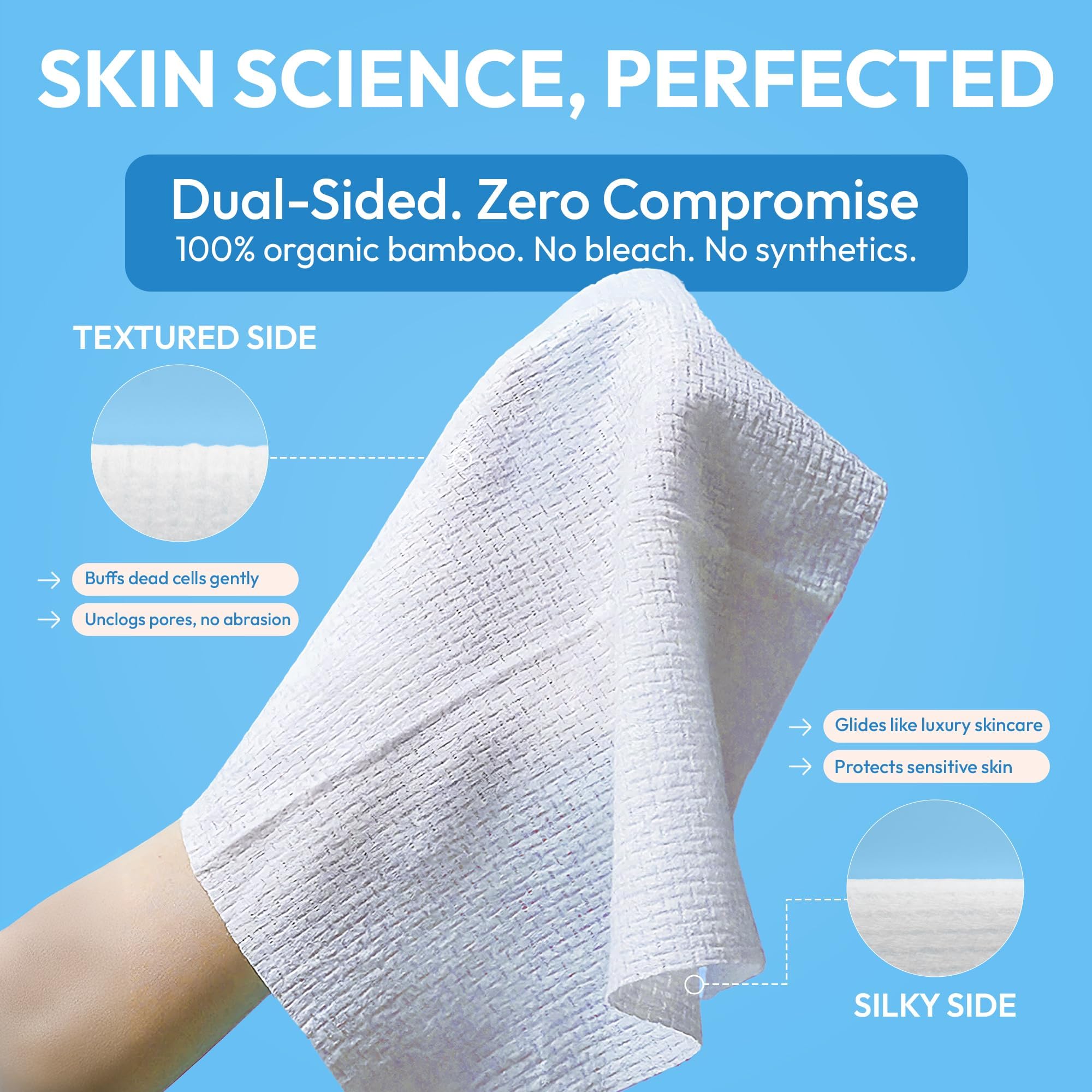 FOMIN hand holding unfolded towel showing XL size and coverage