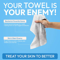 FOMIN towel wiping makeup from cheek demonstrating gentle removal