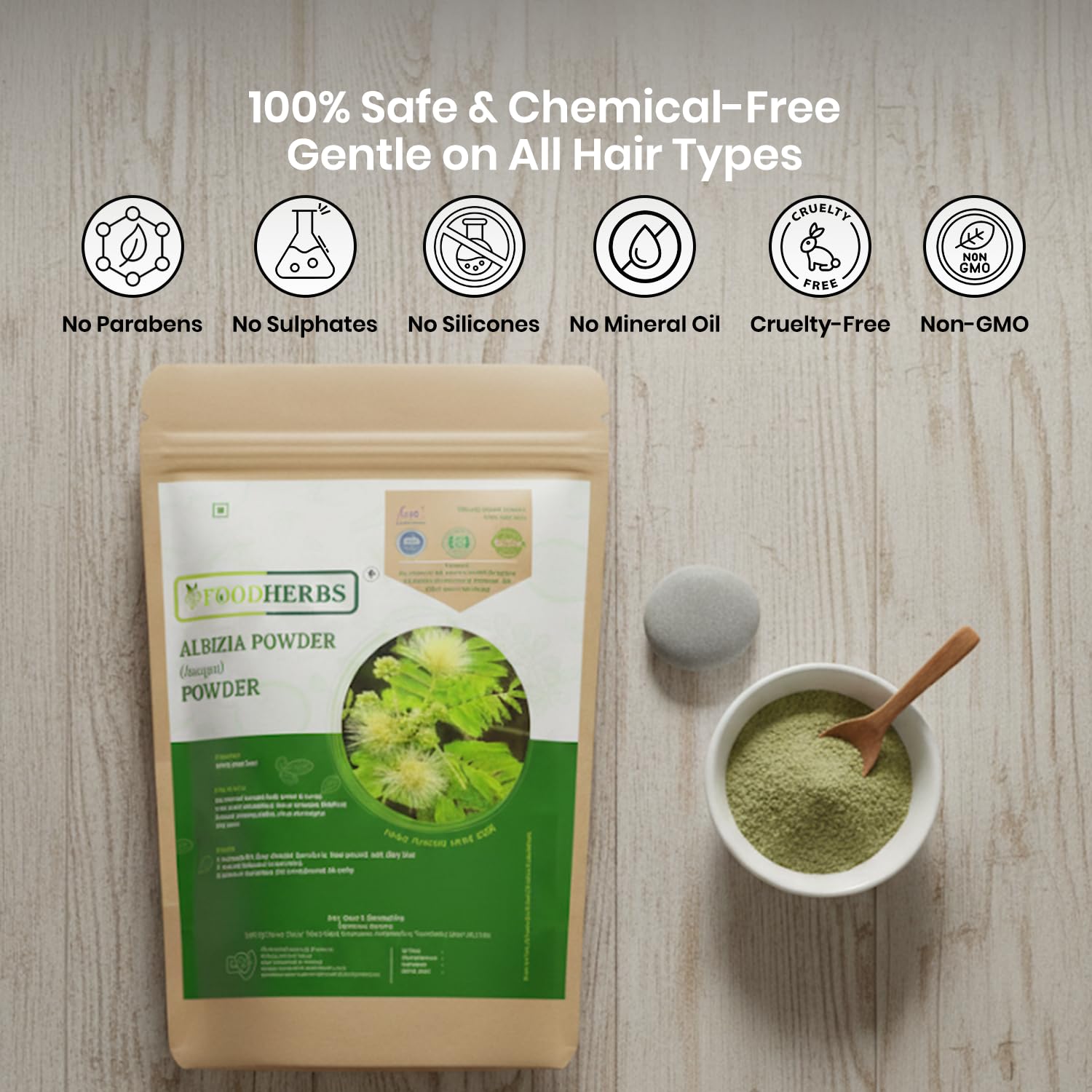 Foodherbs in-bath lifestyle setting suggesting calming hair routine