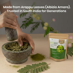 Foodherbs open jar of arappu powder ready to use for hair care
