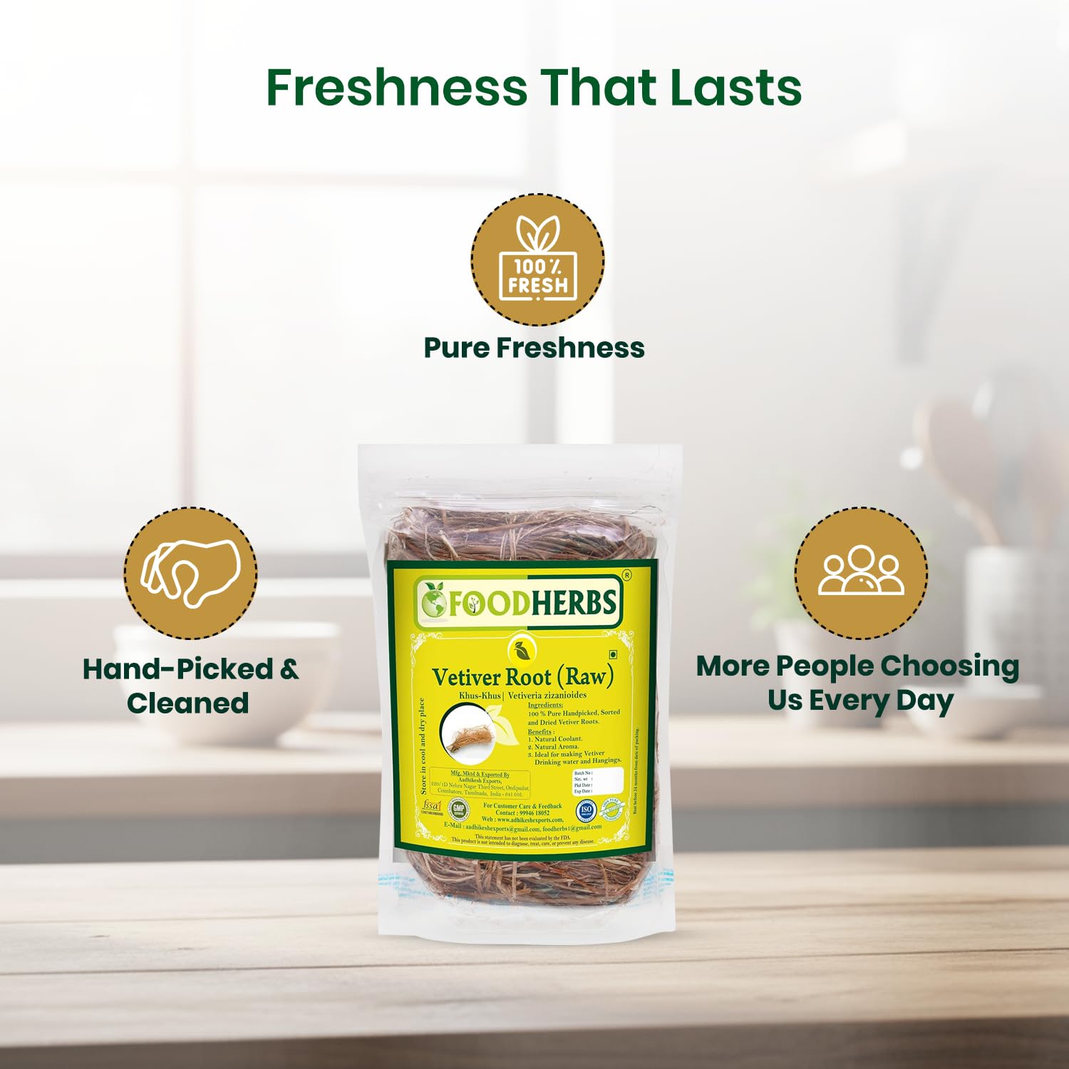 Foodherbs vetiver sachet inside wardrobe providing fresh scent and fabric protection