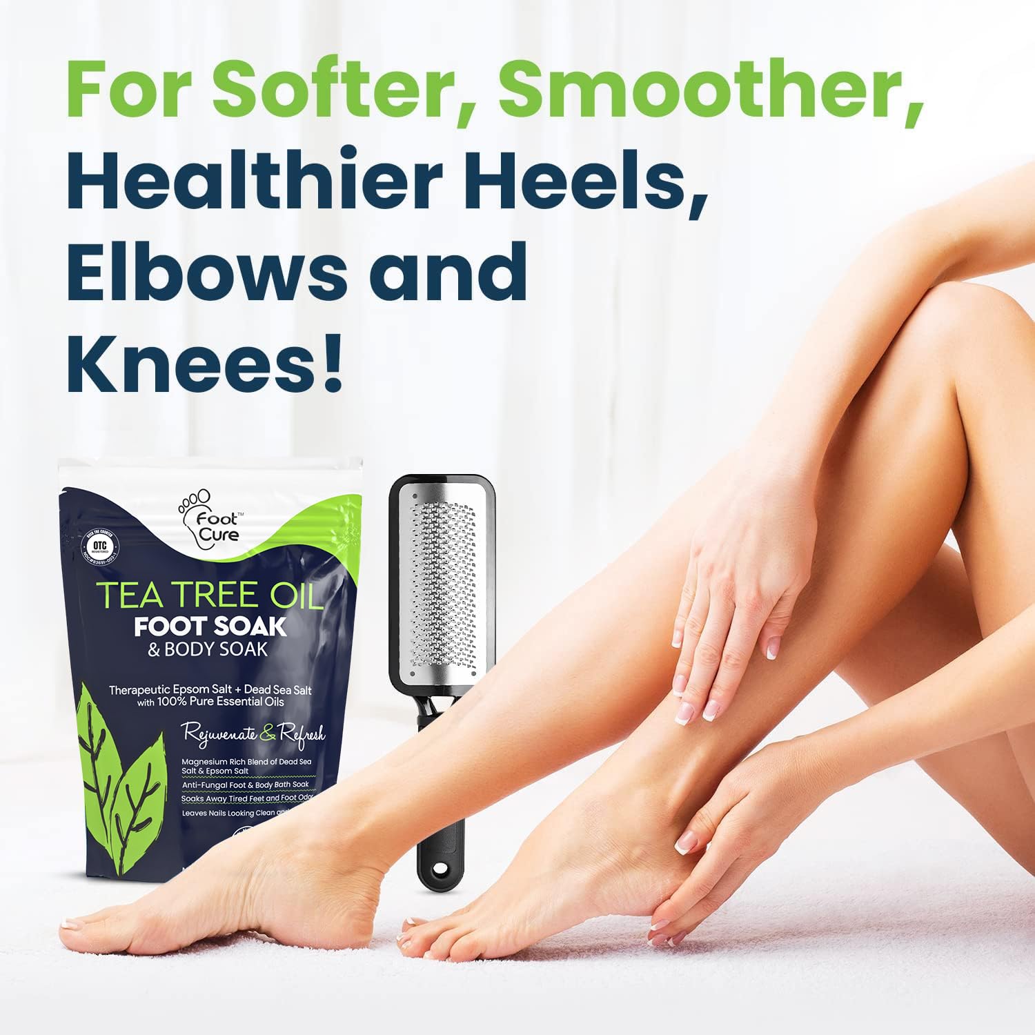 FOOT CURE complete kit arranged to display soak, gel, cream and file together
