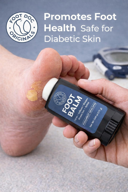 Foot Doc Originals balm stick extended illustrating mess-free application benefit