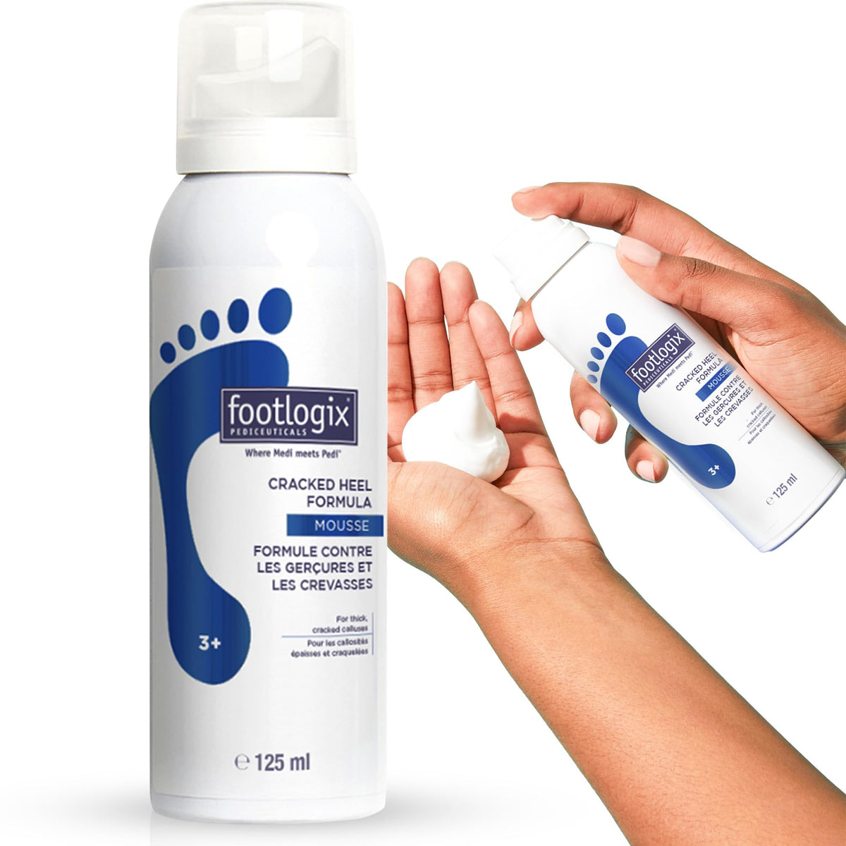FOOTLOGIX front packaging showing product benefits and size