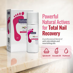 FOOTLOGIX bottle next to coin showing 45ml compact travel-friendly benefit