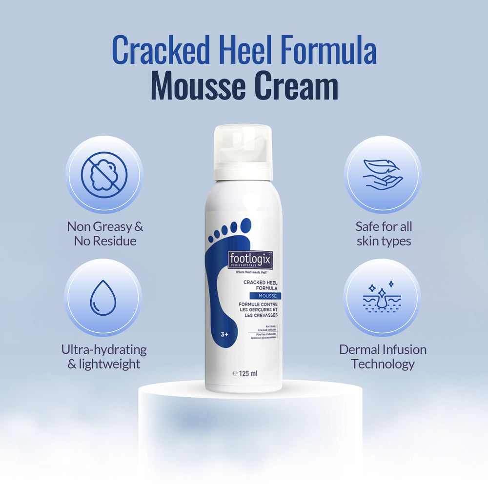 FOOTLOGIX mousse texture close-up demonstrating light foam absorbency