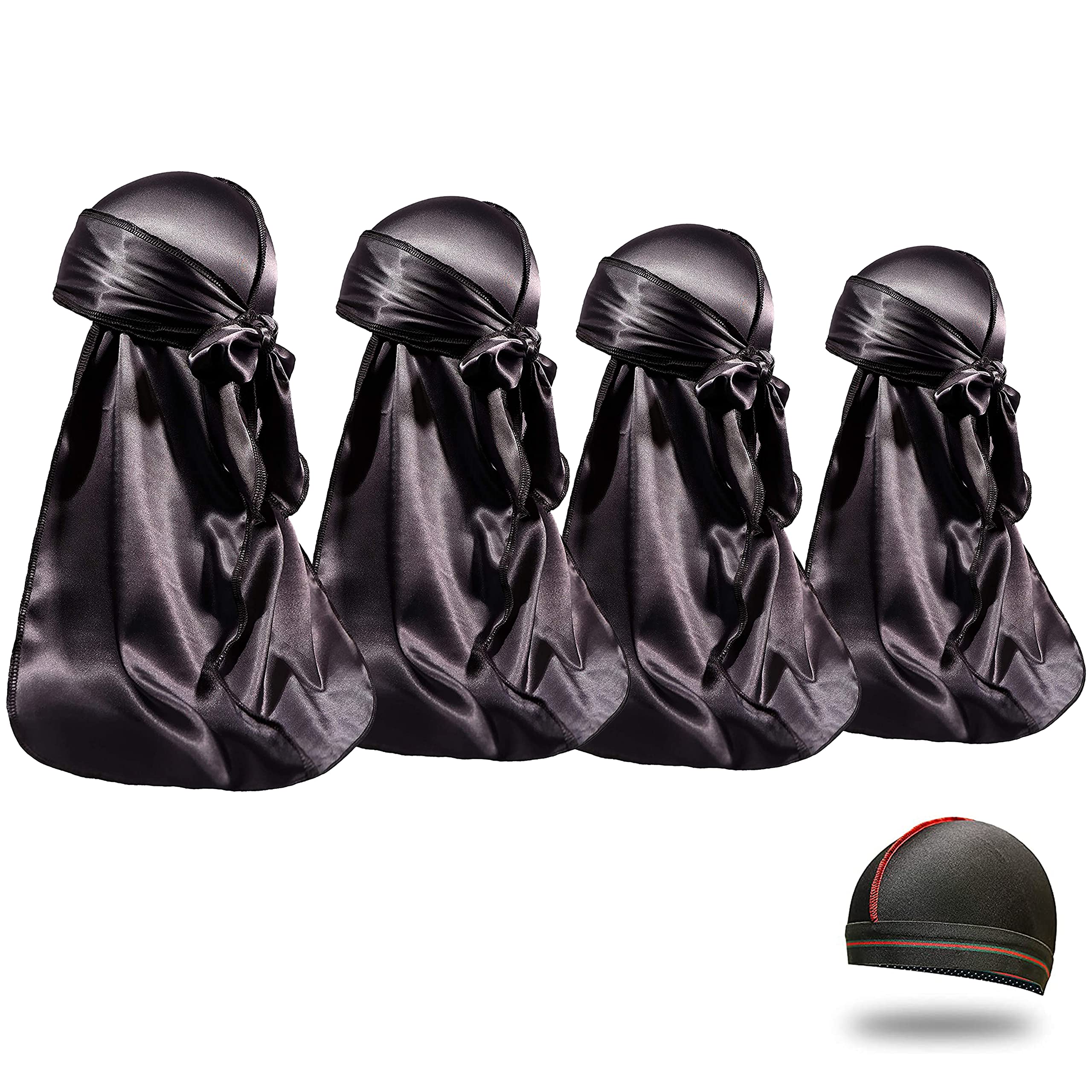 ForceWave front packaging showing four black durags and wave cap, protects hair