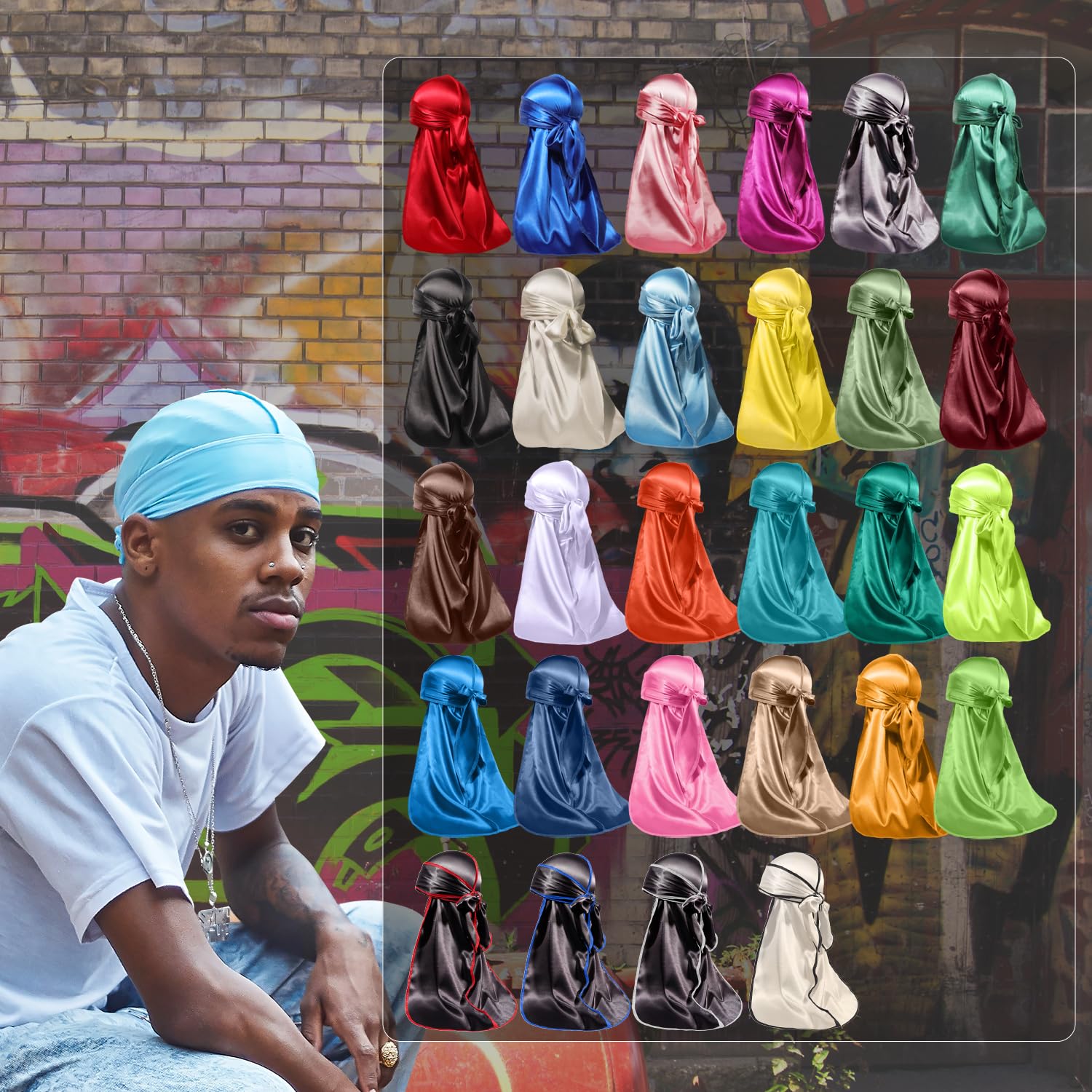 ForceWave piled four durags stacked to show set quantity and durable finish