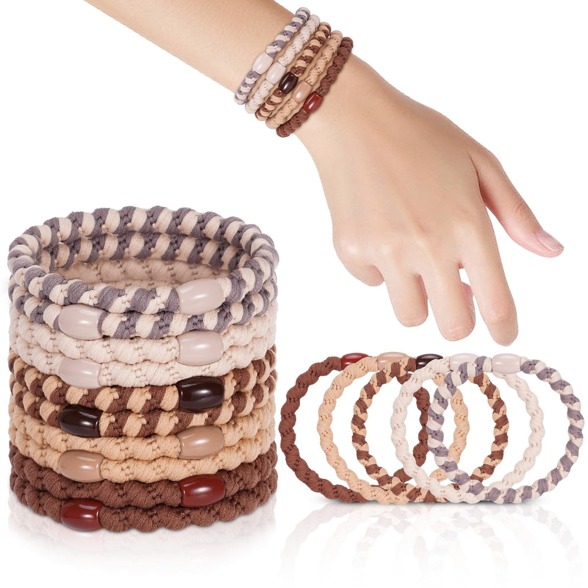 forenee front packaging shows ten braided hair ties and durable value