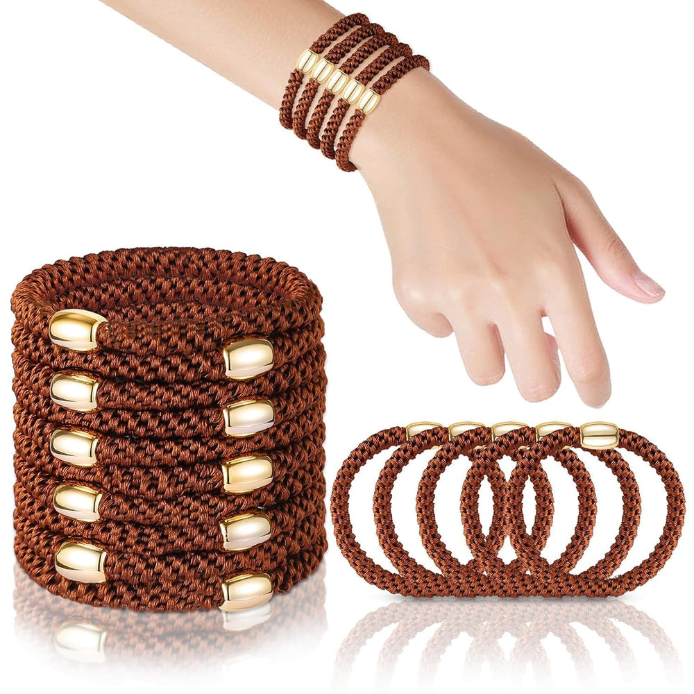 forenee front packaging showing 10 brown braided hair ties and neat display benefit durability