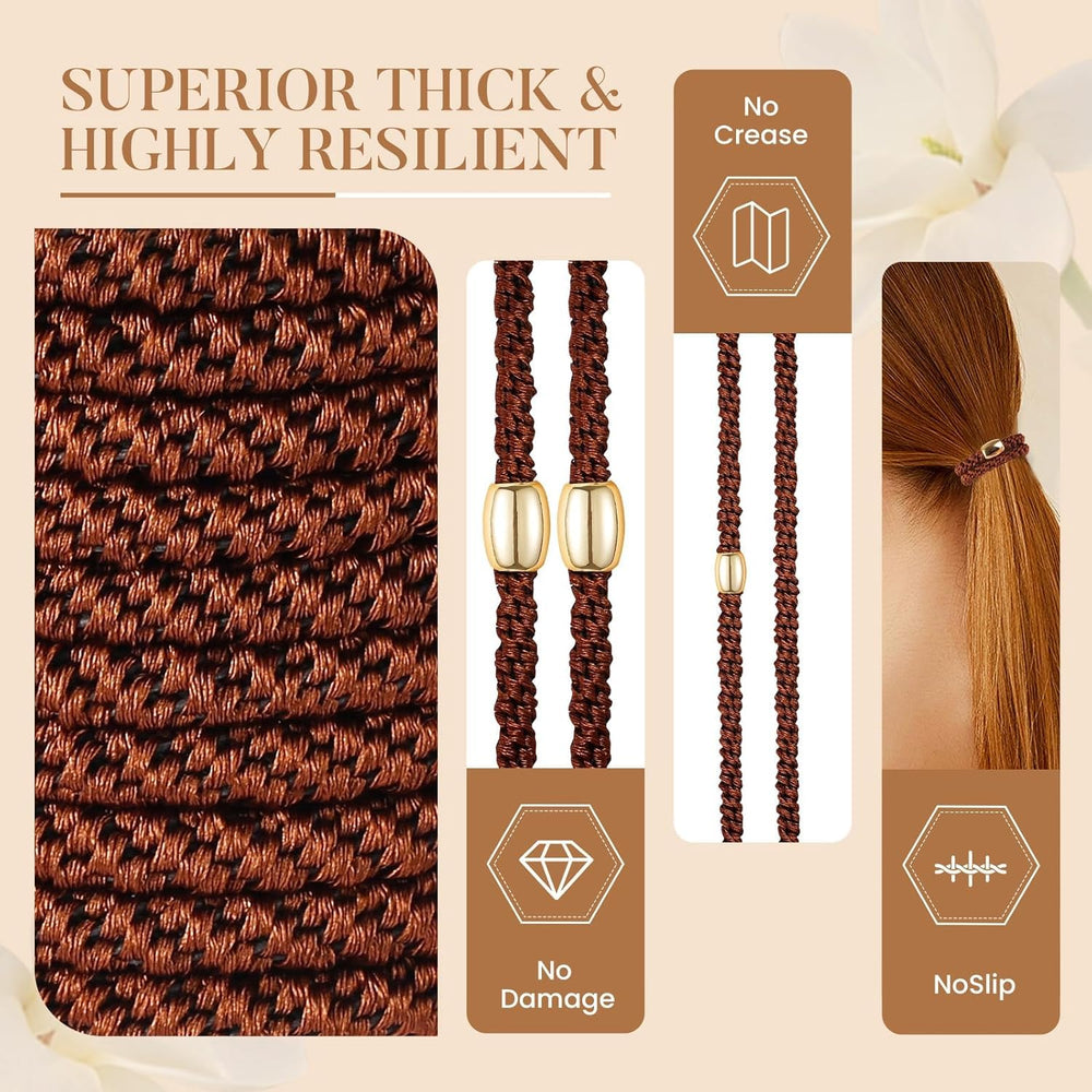 forenee hair tie securing a thick ponytail showing firm grip and no crease benefit secure all-day hold