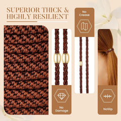 forenee hair tie securing a thick ponytail showing firm grip and no crease benefit secure all-day hold