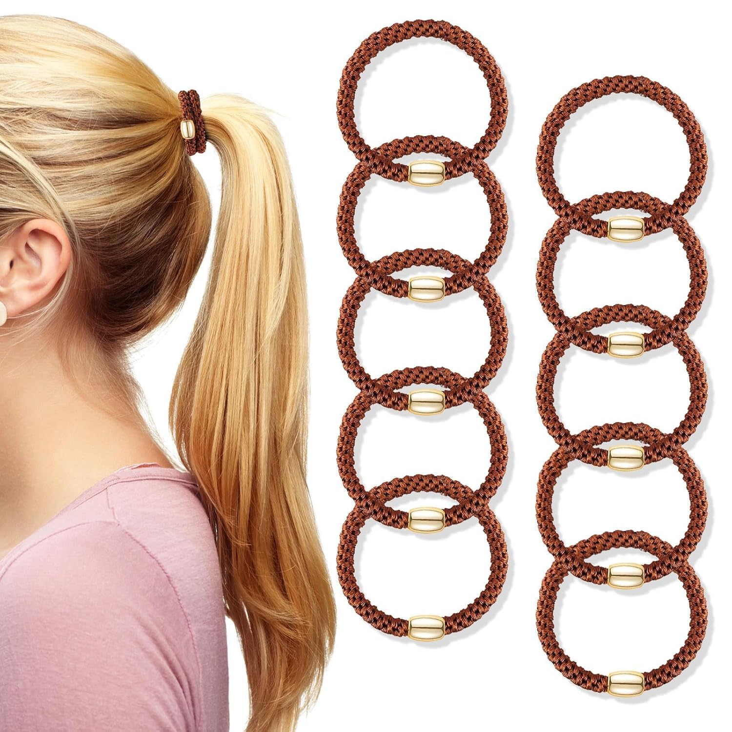 forenee hair tie used during running and yoga showing activity-ready performance benefit stays in place