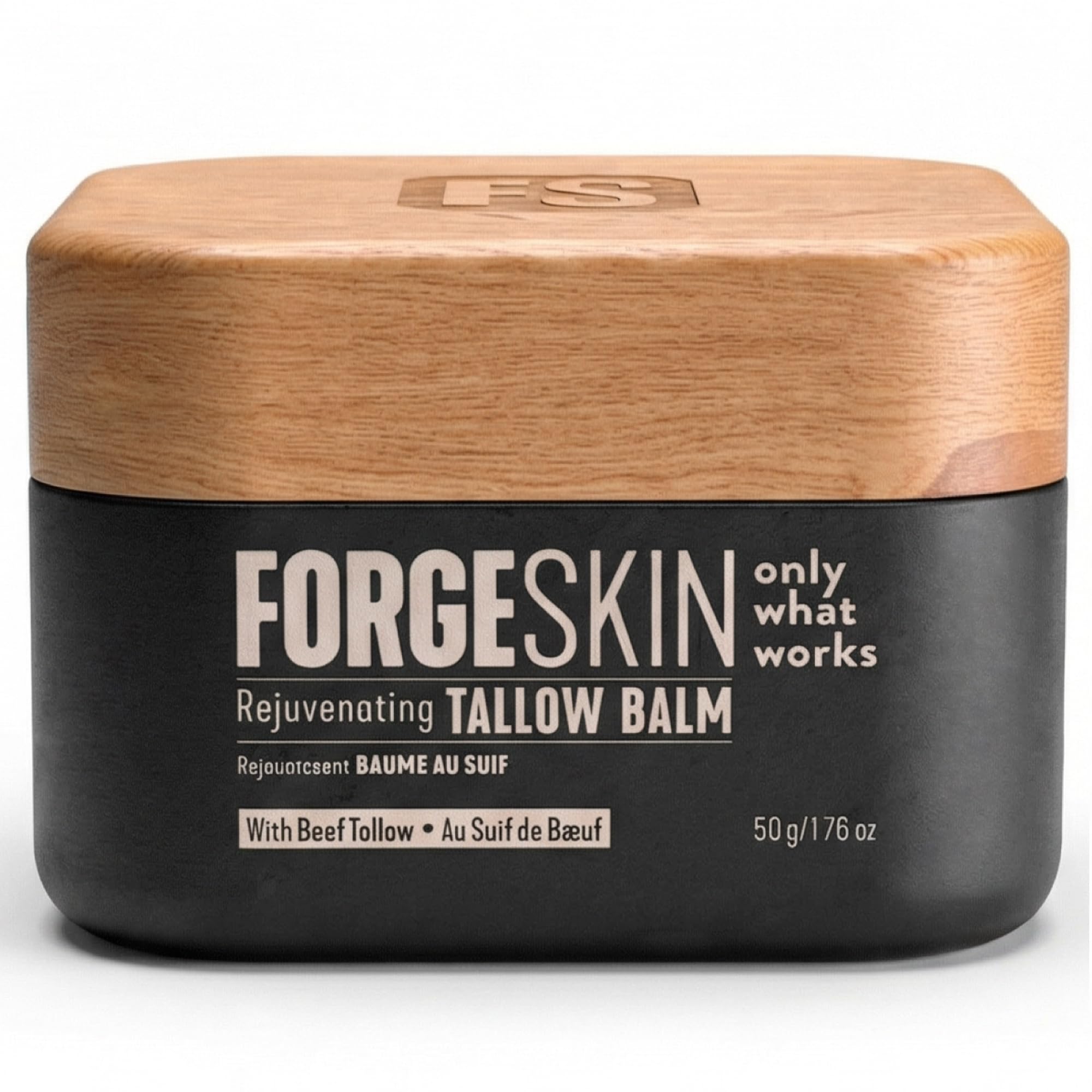 Forge Skin front jar view showing compact moisturizer for easy travel and quick use
