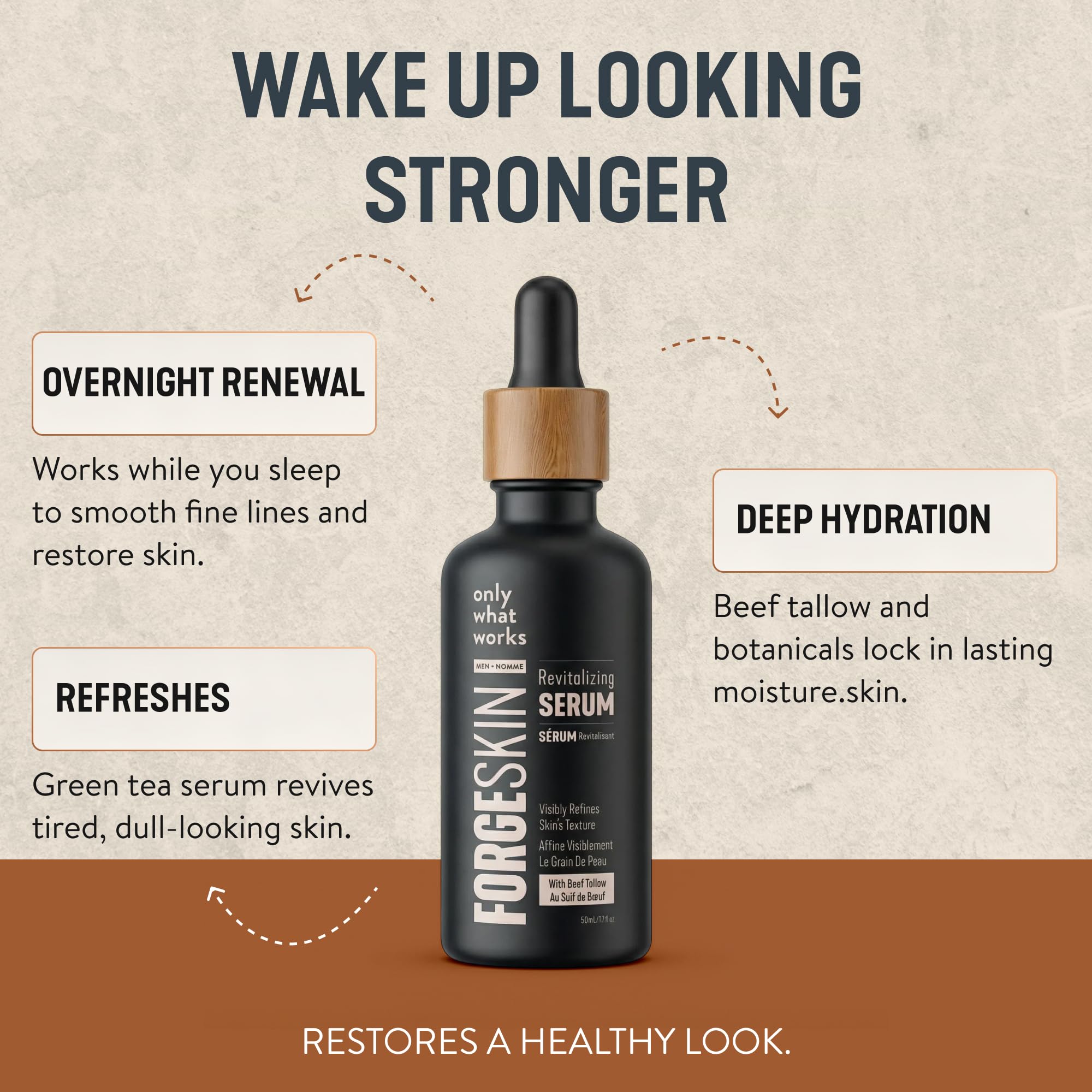 Forge Skin green tea ingredient shot highlighting antioxidant benefit