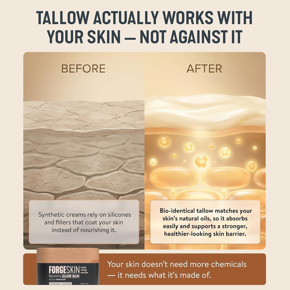 Forge Skin ingredient display highlighting natural components for gentle care benefit