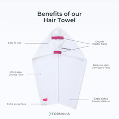 FORMUL-A towel next to common objects showing extra length for long hair