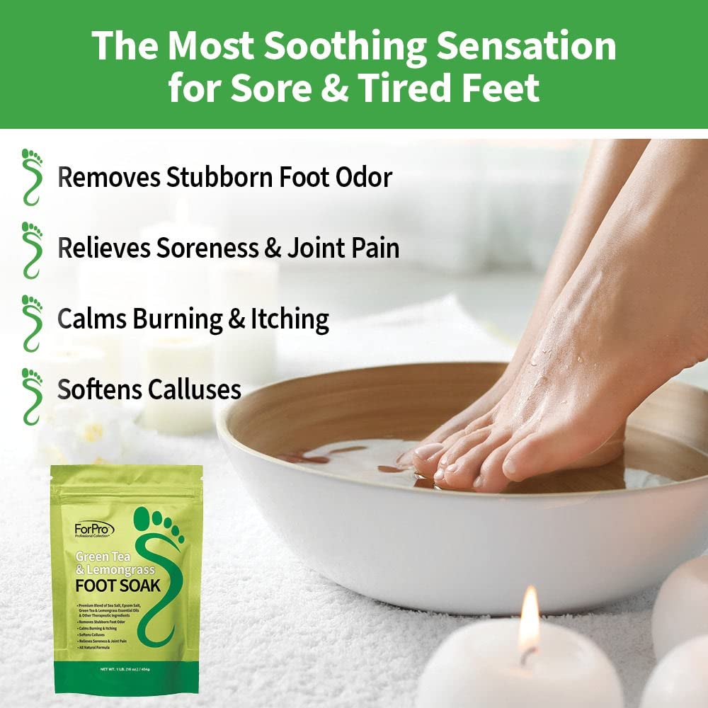 ForPro feet soaking in bowl demonstrating relaxation and post-workout relief