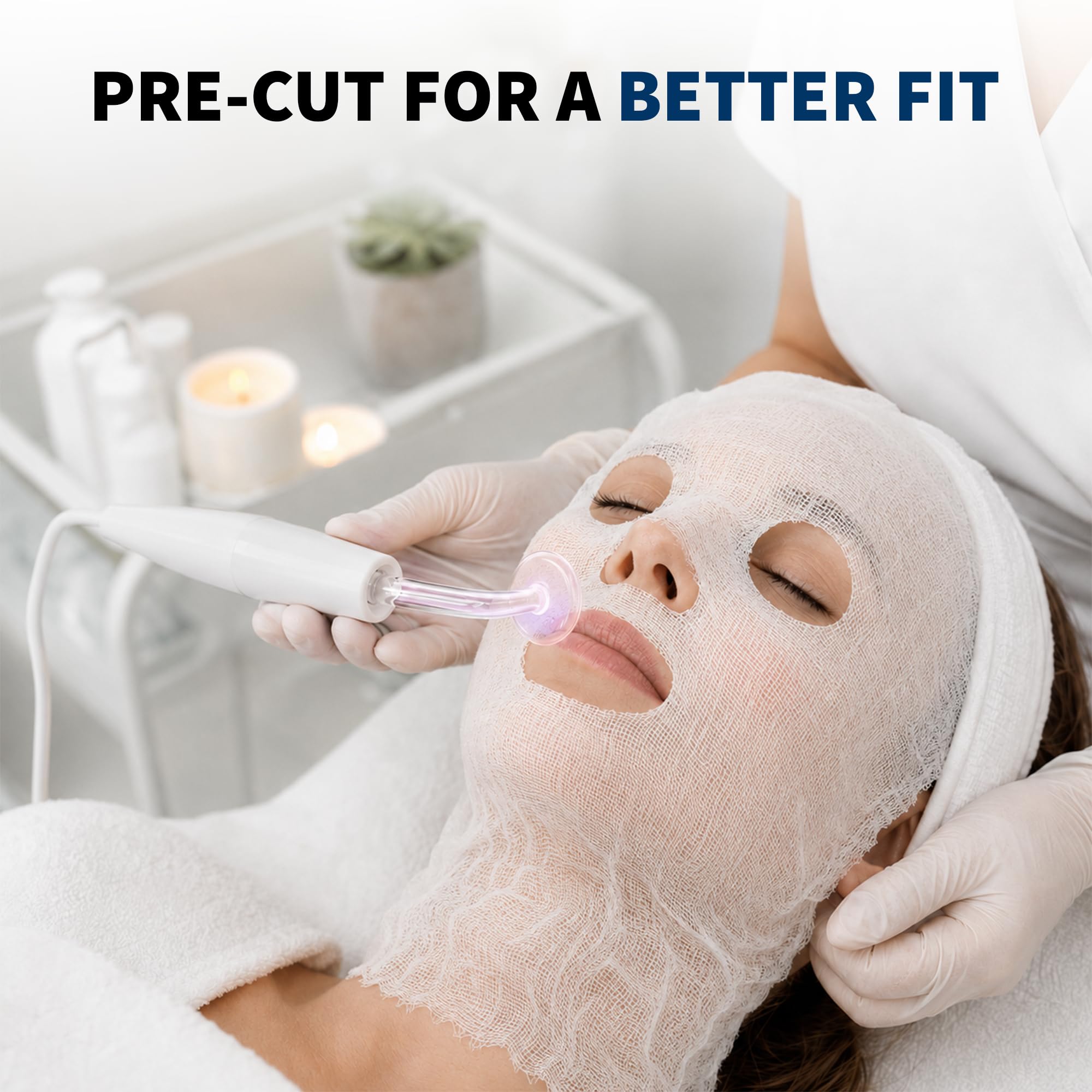 ForPro precut gauze mask side profile fit showing how mask contours a face for device work