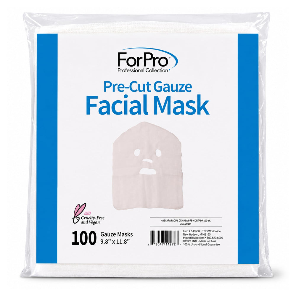 ForPro precut gauze mask unfolded flat to show eye nose mouth openings for accurate fit