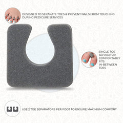 ForPro separators placed between toes during pedicure showing tidy polish drying