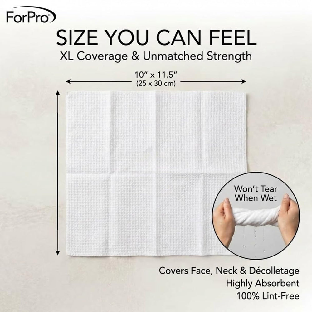 ForPro XL towel on hand demonstrates full face and neck coverage benefit