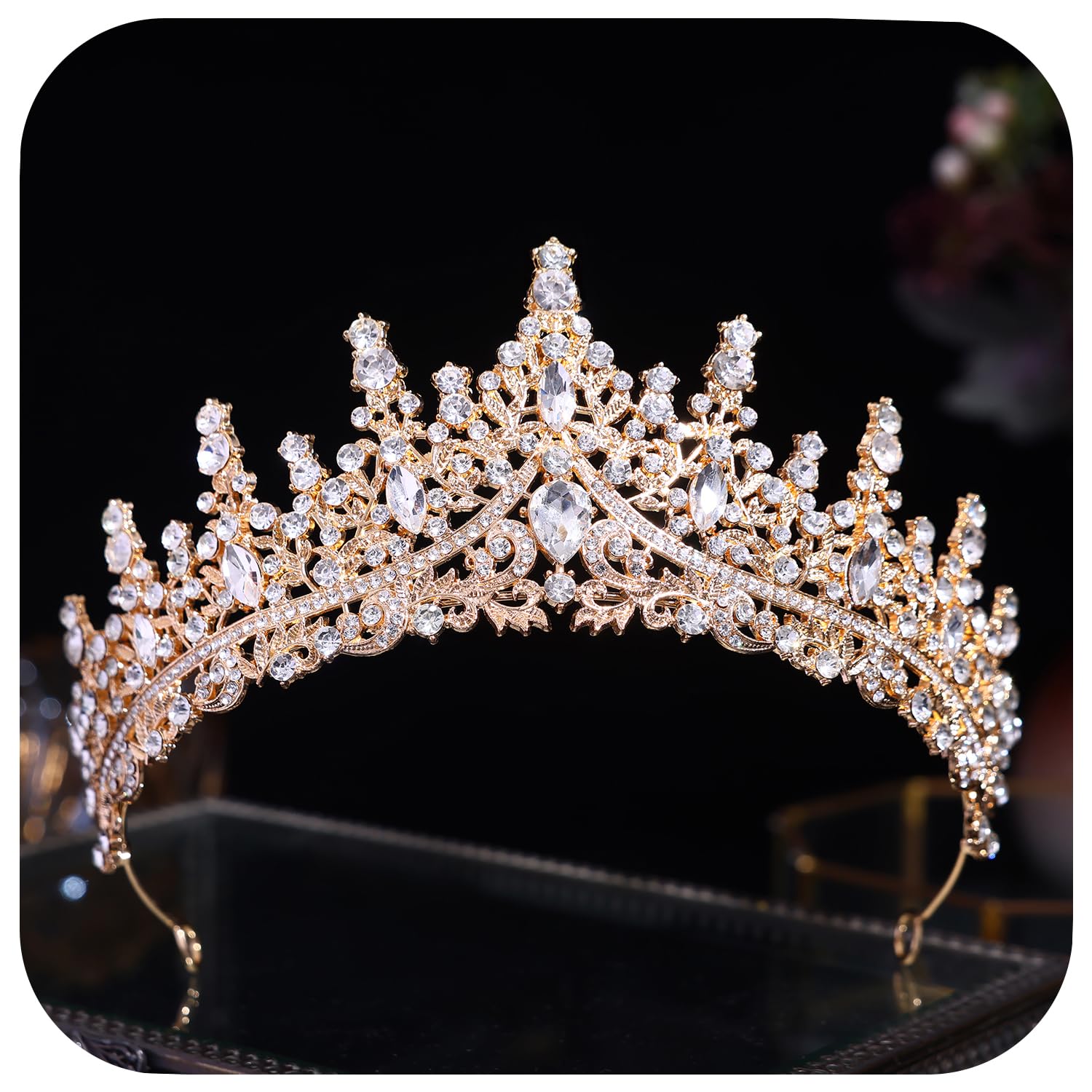 FORSEVEN tiara front view showing full crown and elegant silhouette