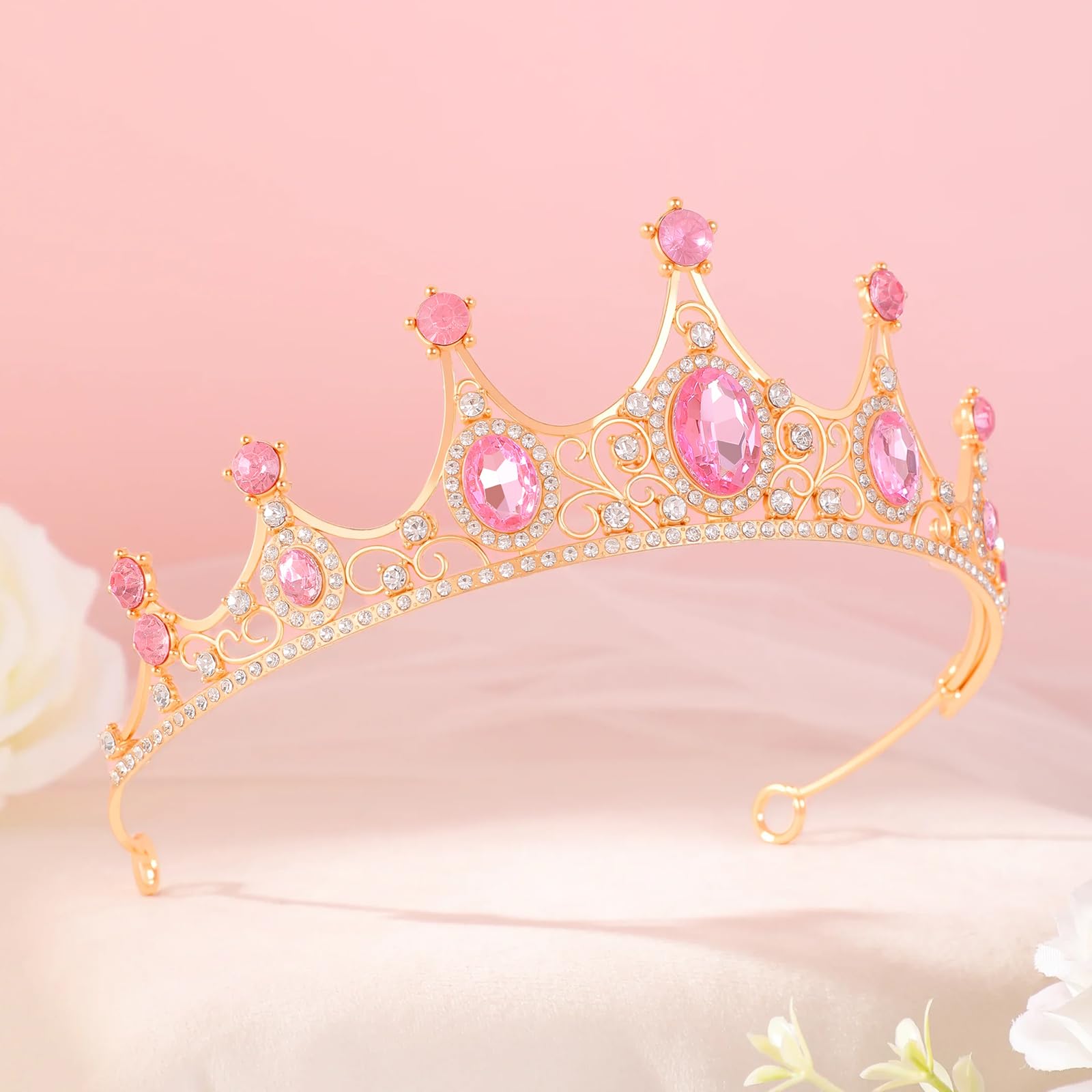 FORSEVEN tiara styled with bridal veil demonstrating wedding-ready glamour