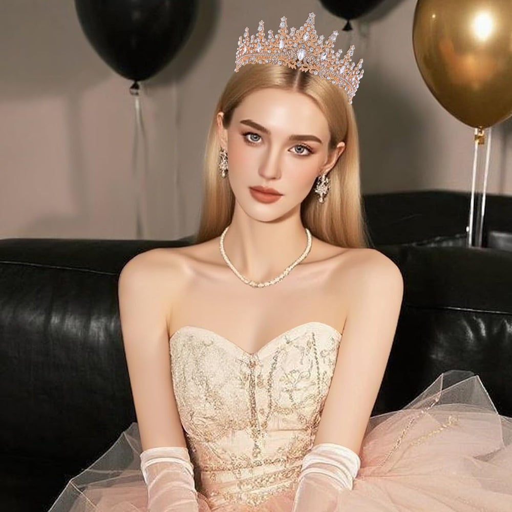 FORSEVEN tiara worn in hair showing secure fit and photo-ready look