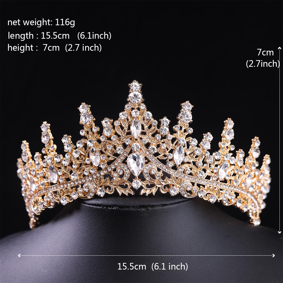 FORSEVEN tiara with included bobby pins and attachment loops shown