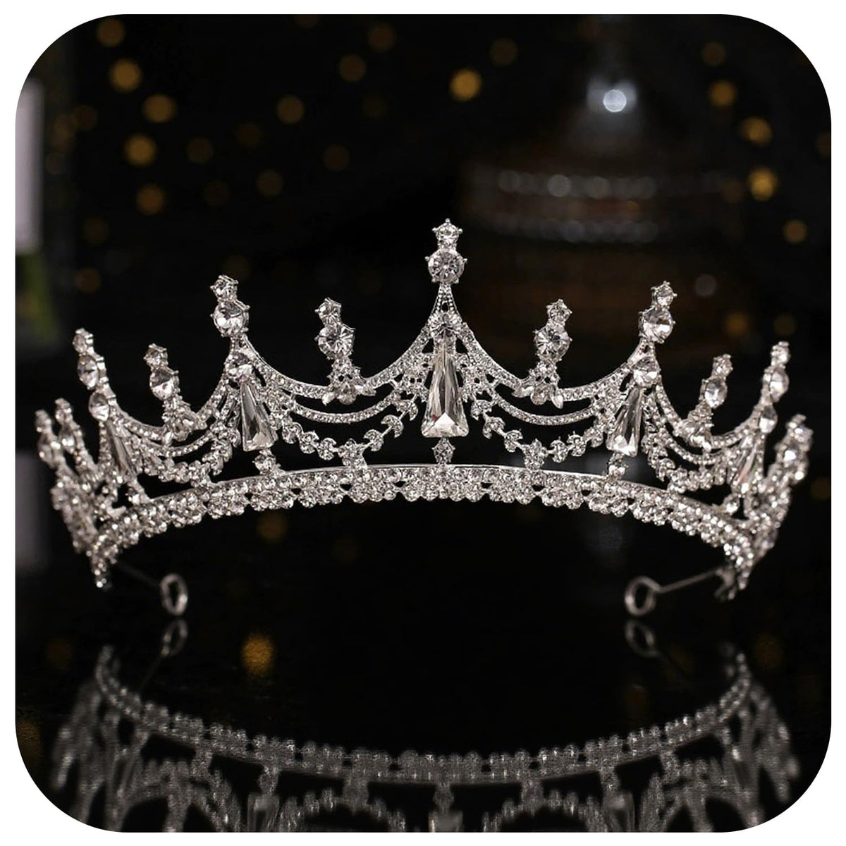 FORSEVEN tiara front view showing regal shape and instant glamour