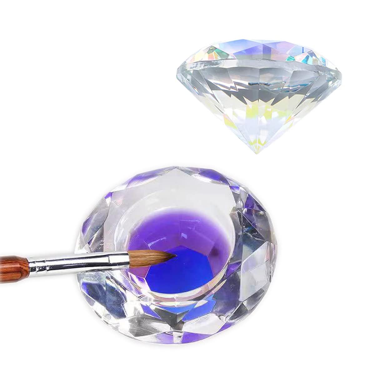 ForSewian front view crystal dappen dish showing clear glass and lid, reduces spills