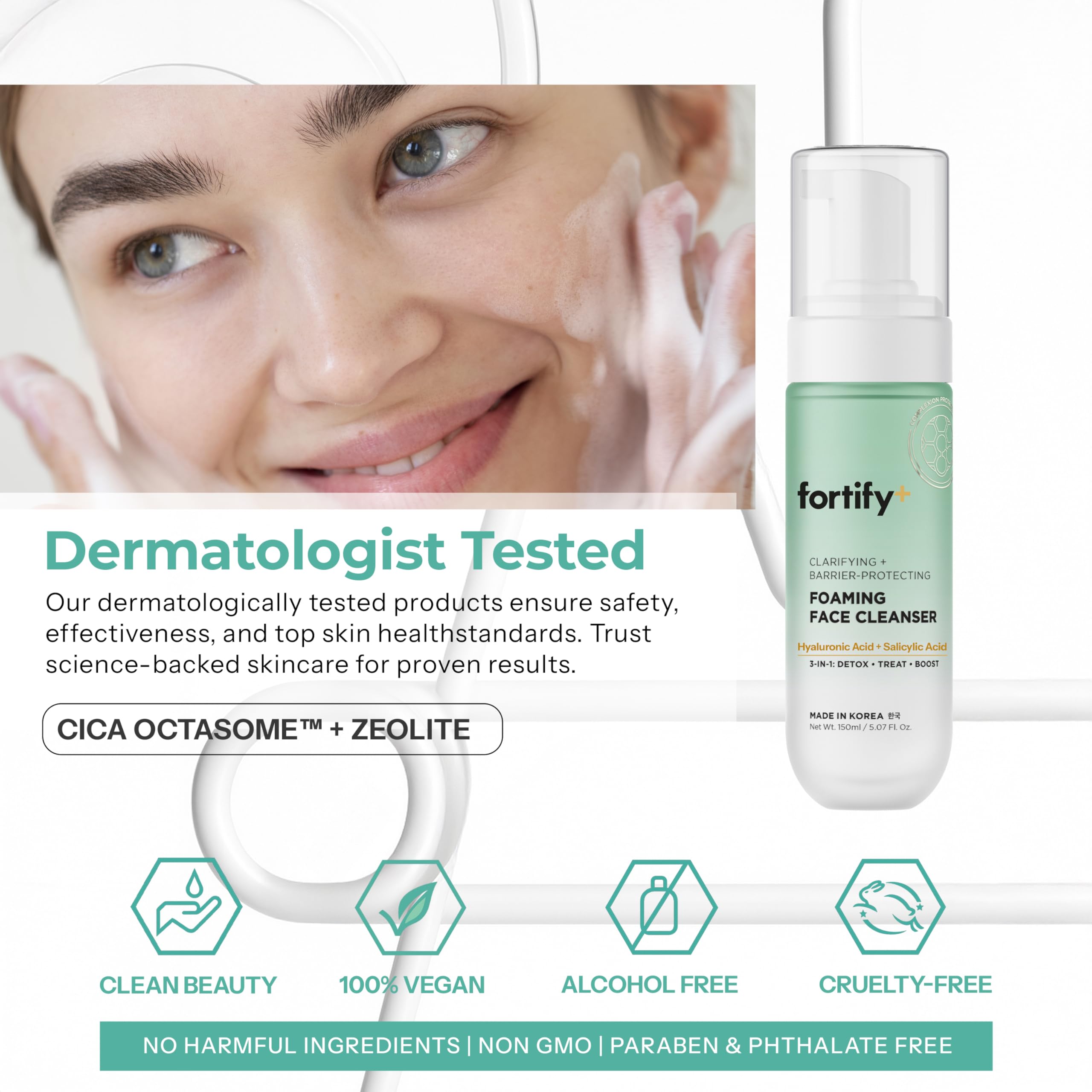 Fortify Skincare before and after skin texture comparison showing clearer pores benefit