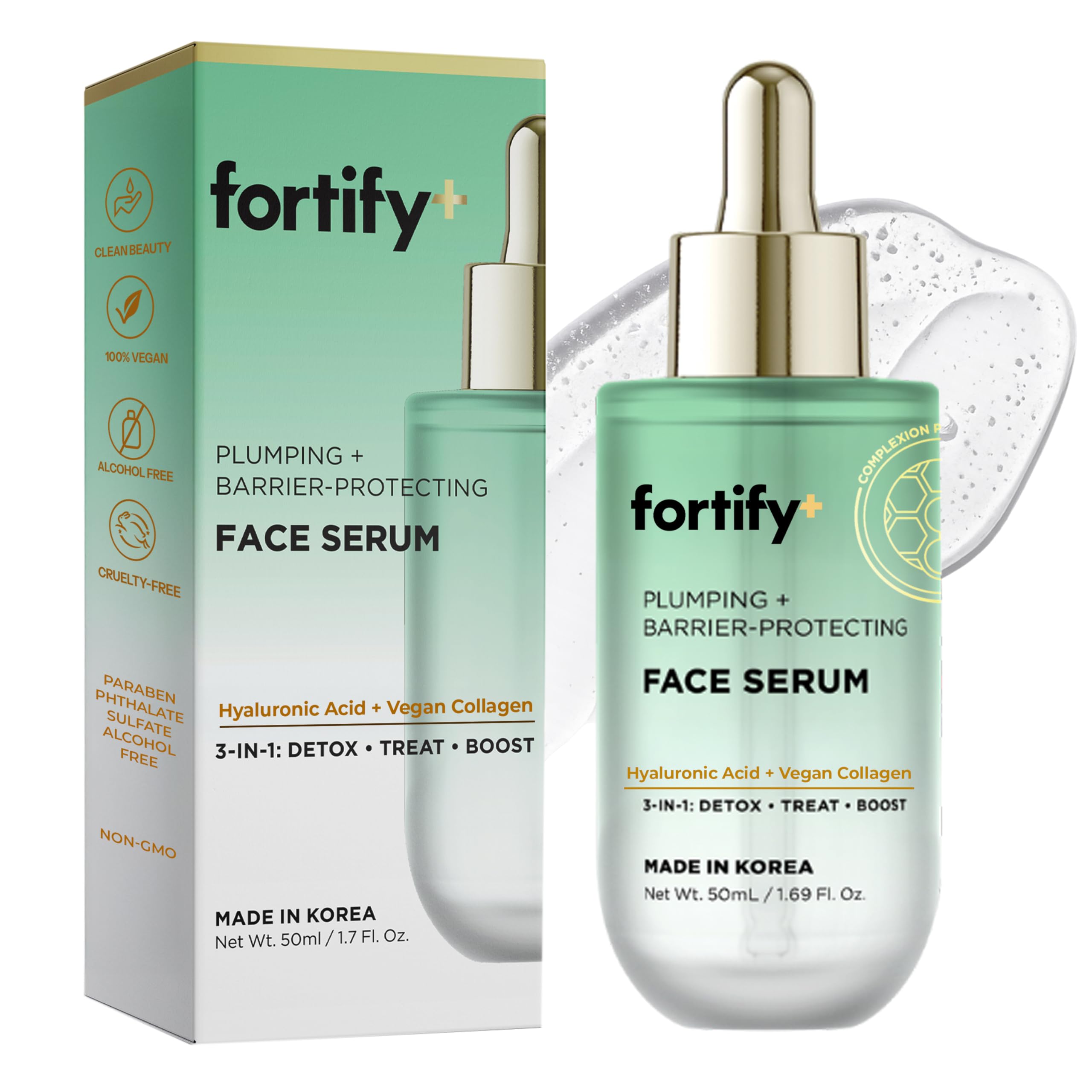 Fortify Skincare front bottle view showing sleek packaging and product benefit