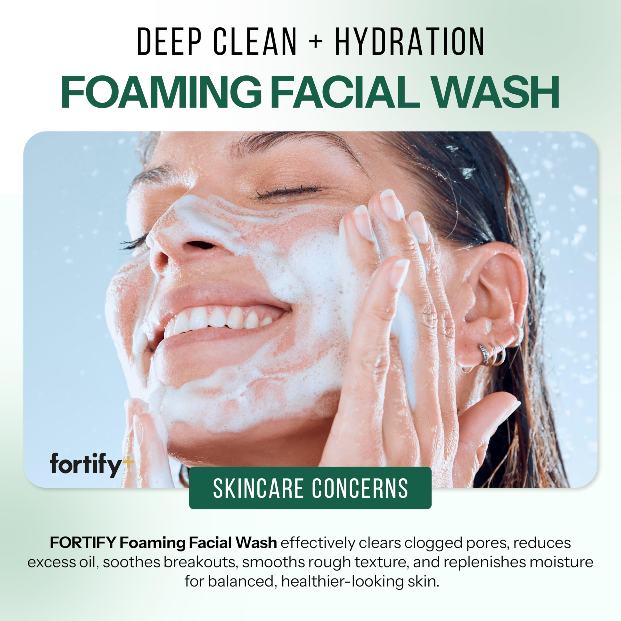 Fortify Skincare texture close-up to show lightweight foam and gentle exfoliation benefit