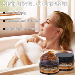 forvirness black soap served in bowl ready to warm and apply for deep cleanse