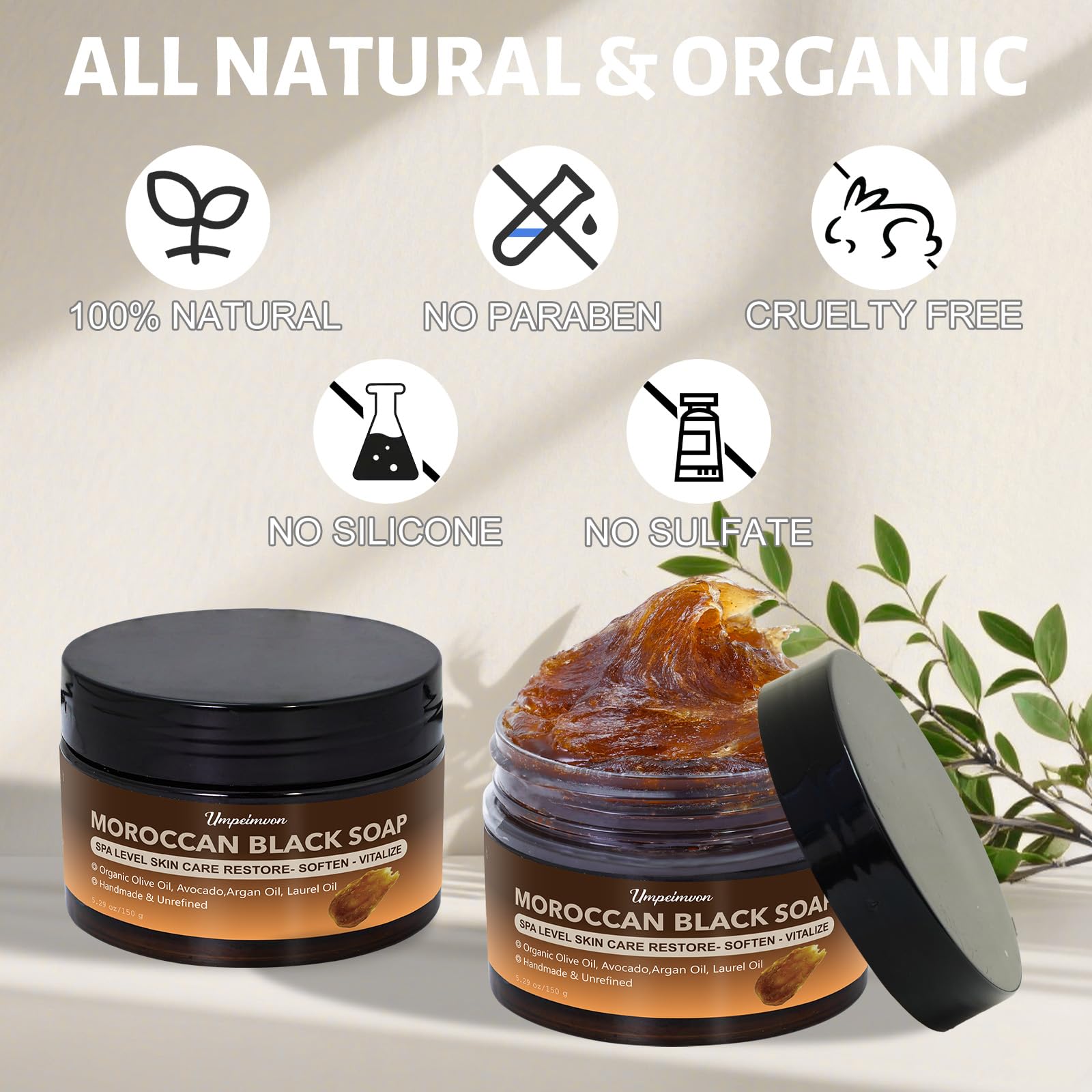 forvirness small bottles of olive argan laurel oils displayed with soap benefits