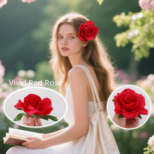 Fosrisix close-up of fabric petals and leaf texture benefit: realistic look and lasting color