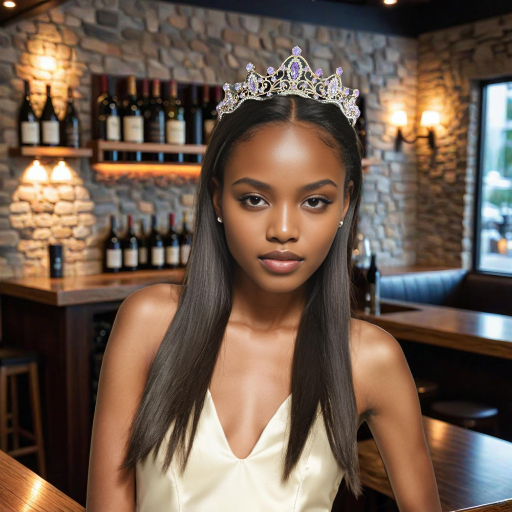 Fosrisix crown worn by bride demonstrating elegant styling and photo-ready look