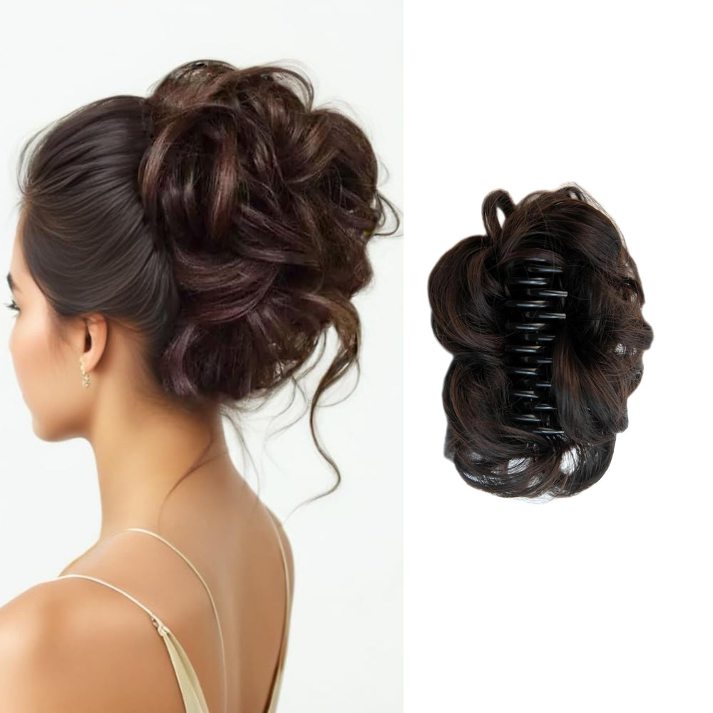 Fosrisix front packaging showing dark brown bun piece and quick styling benefit