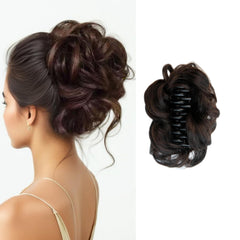 Fosrisix front packaging showing dark brown bun piece and quick styling benefit
