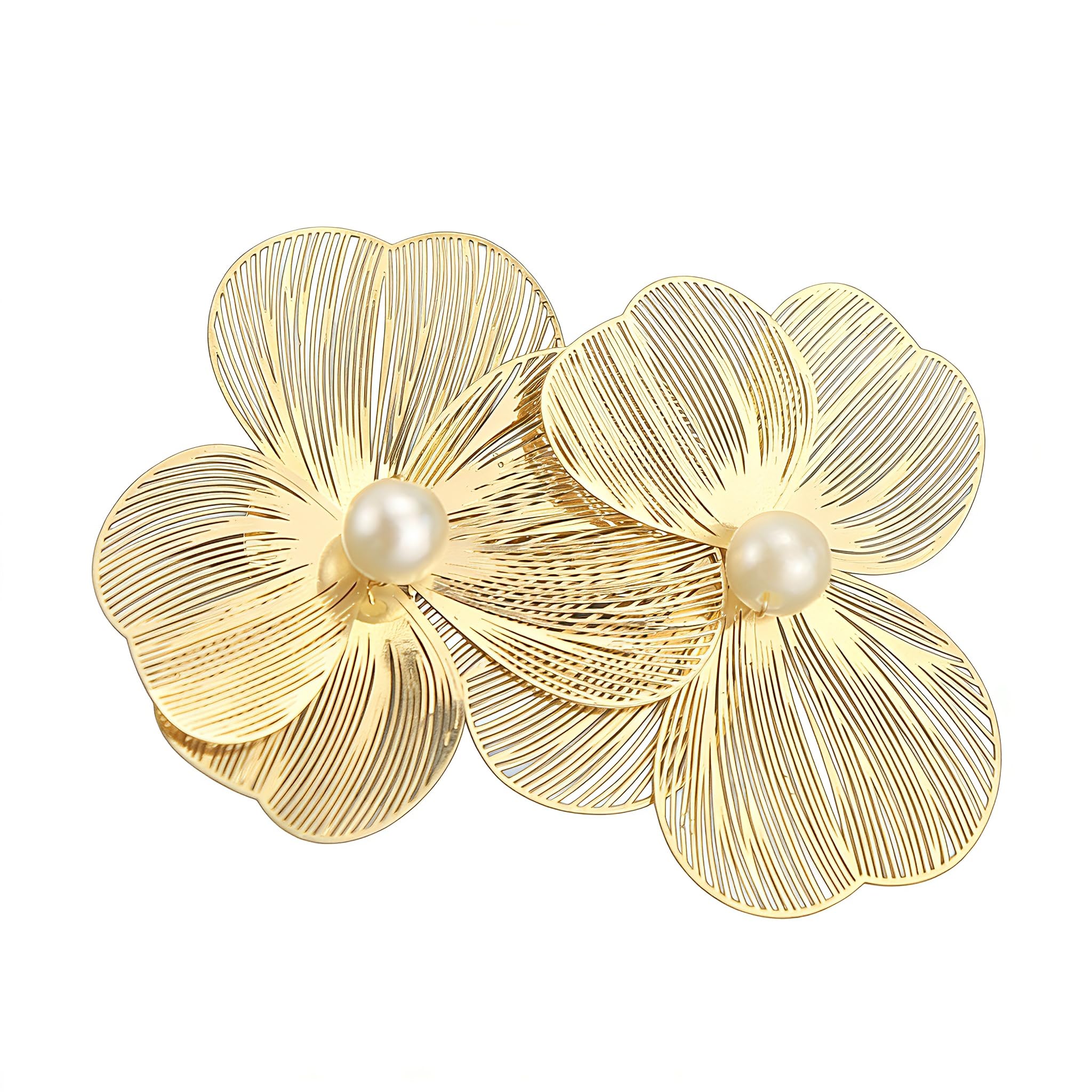 Fosrisix gold flower clip front view showing elegant design and polish
