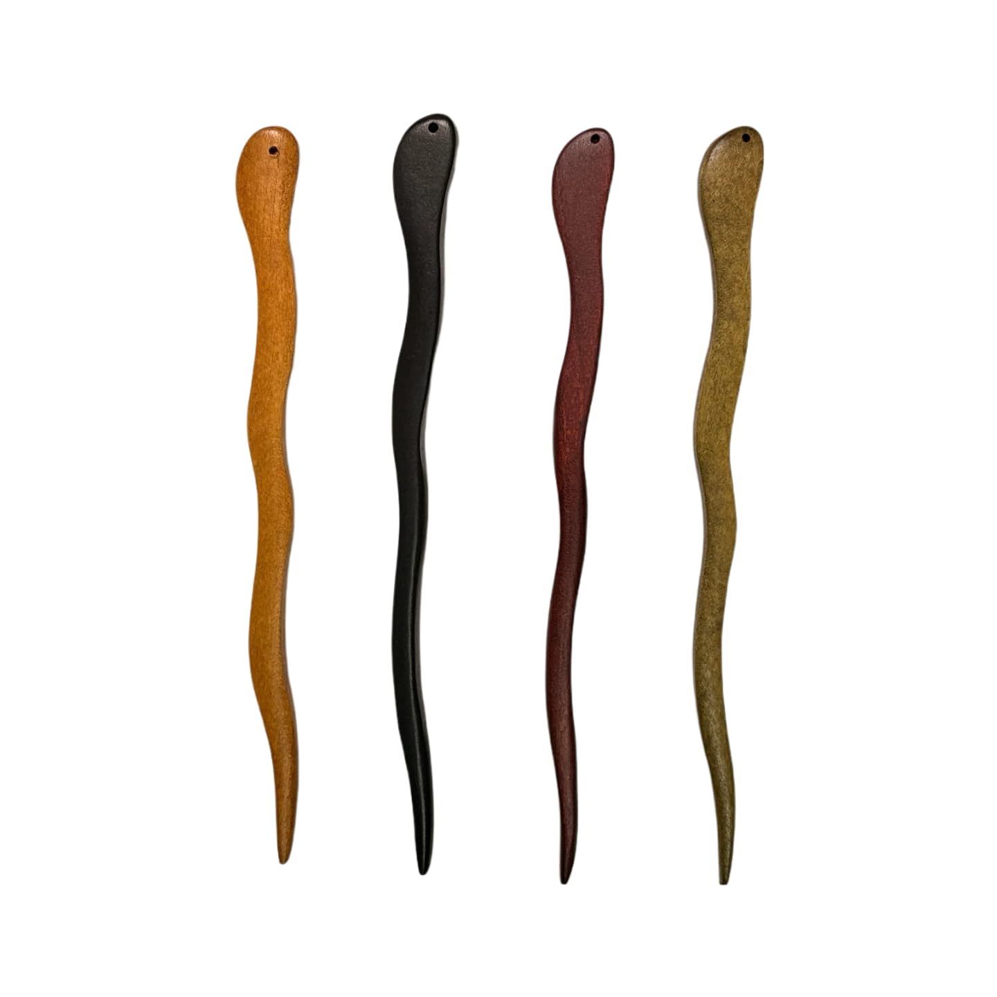 Fosrisix front view of four hair sticks showing colors and packaging benefit versatility