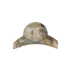 Fosrisix front view turquoise shell clip showing glossy finish and seaside style benefit