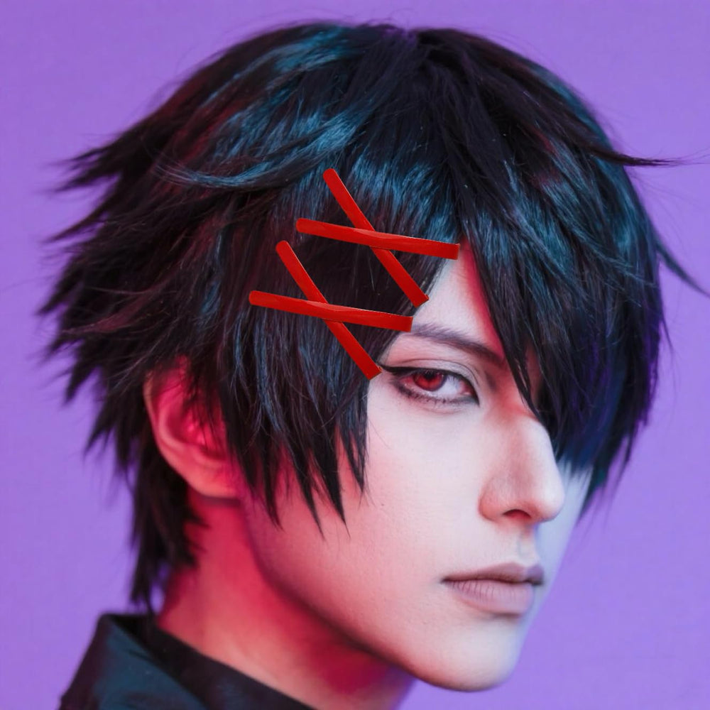 Fosrisix red pins contrasted on black, vivid color for photo-ready looks