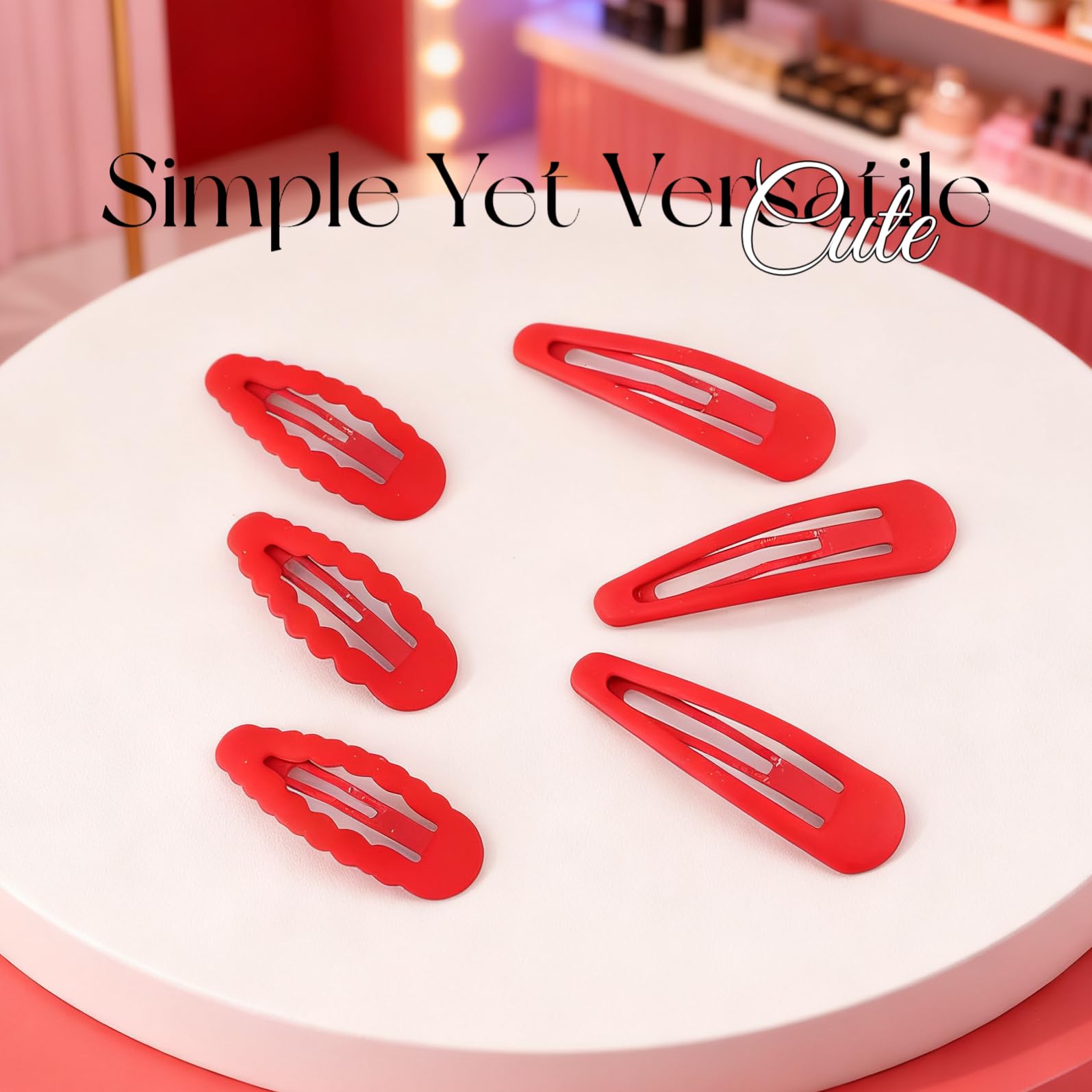Fosrisix six clips neatly arranged to show set variety and styling options benefit
