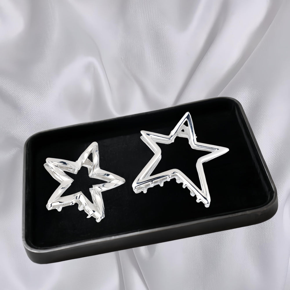Fosrisix star clip securing a bun on thick hair for reliable strong hold